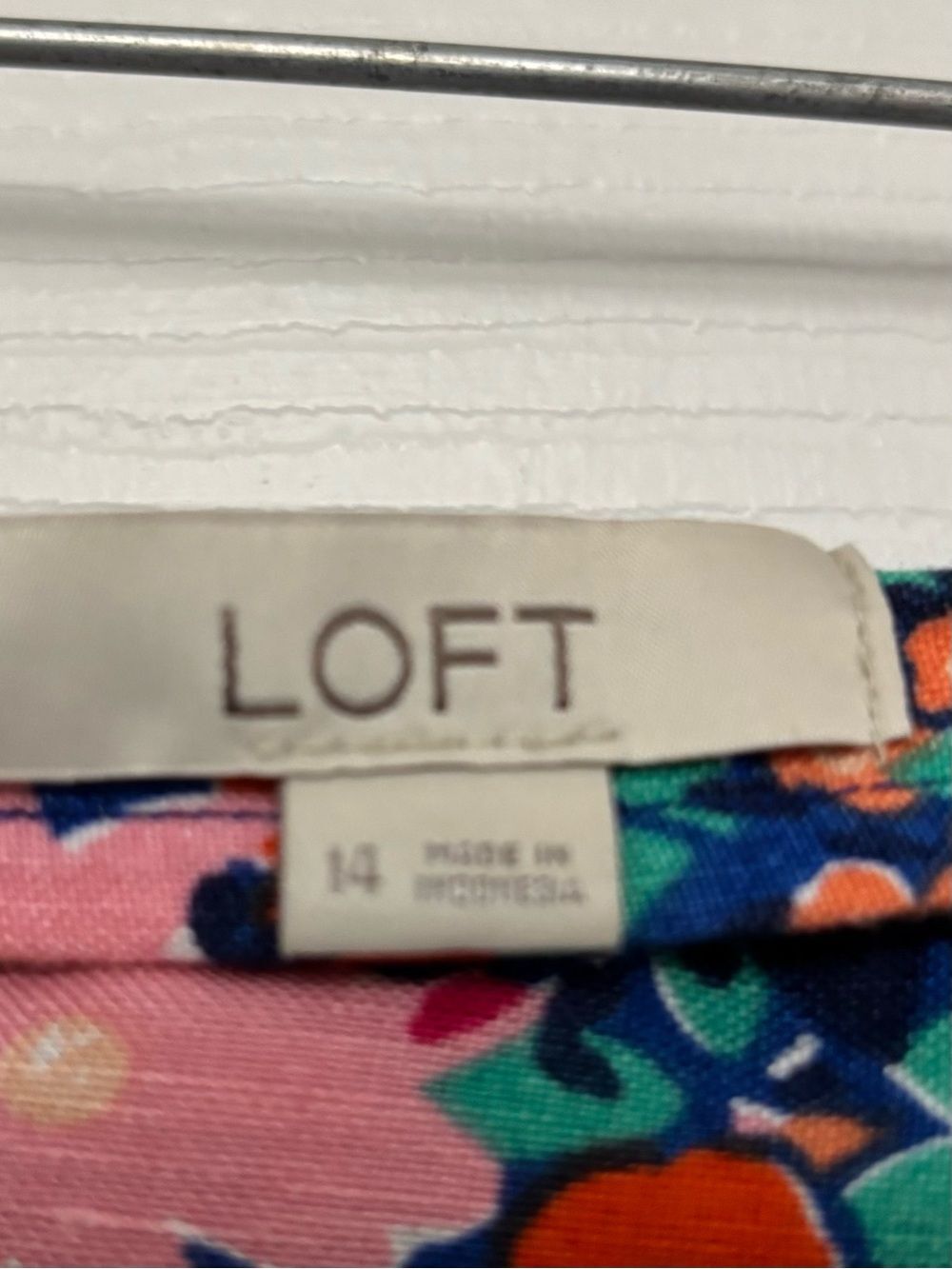 LOFT Floral Linen Midi Skirt Cottagecore A-Line Slit Garden Party Boho Size 14 - Picture 4 of 6